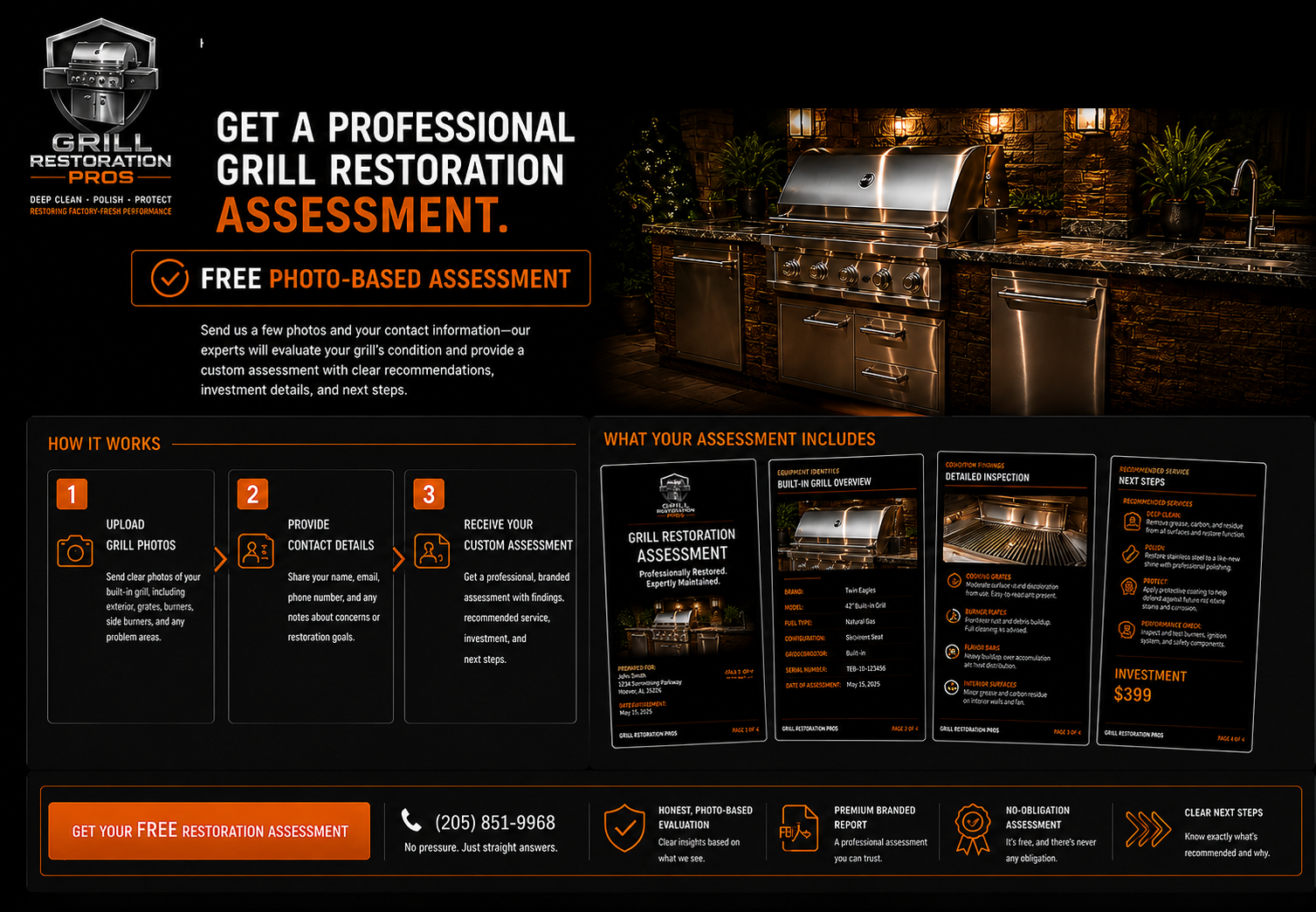 Professional grill restoration assessment