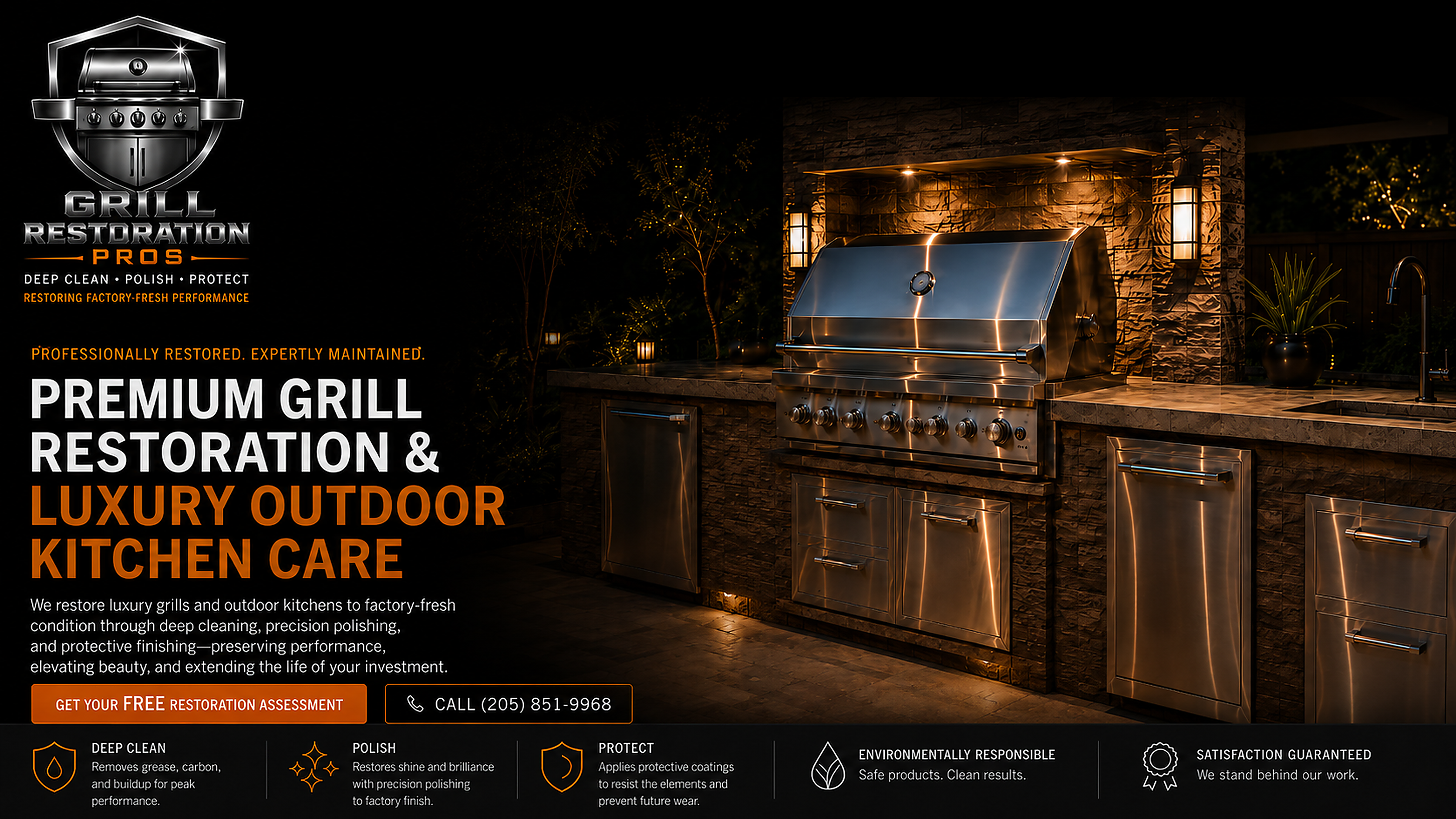 Grill Restoration Pros luxury outdoor kitchen